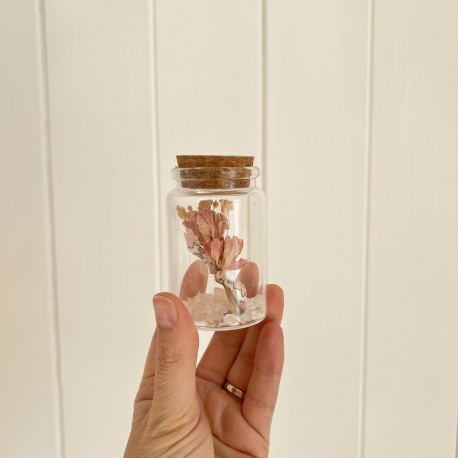 La mini fiole de souhait quartz rose + calcite