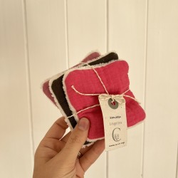 Double gaze fuschia + sapin + rose