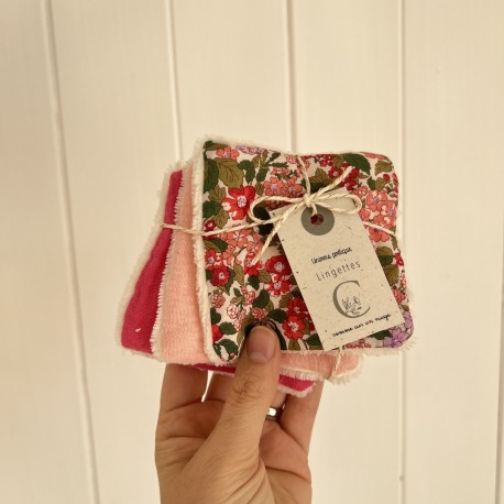 Liberty fraise + double gaze poudre + fuschia