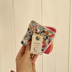 Betsy porcelaine + double gaze fuschia + moutarde