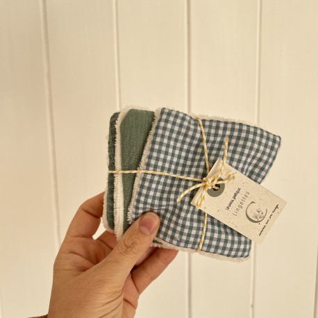 Vichy ciel + double gaze menthe + nid d'abeille menthe