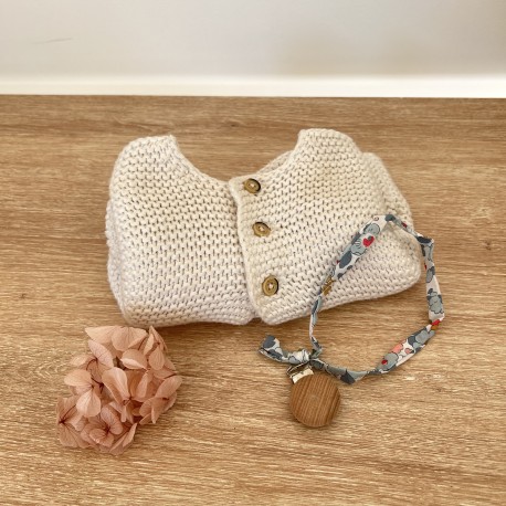 Attache tétine en betsy porcelaine