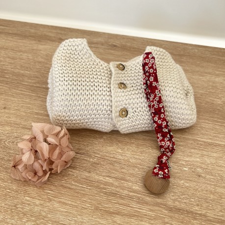 Attache tétine en mitsi rouge