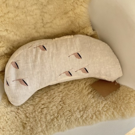 Coussin demi-lune, imprimé grue