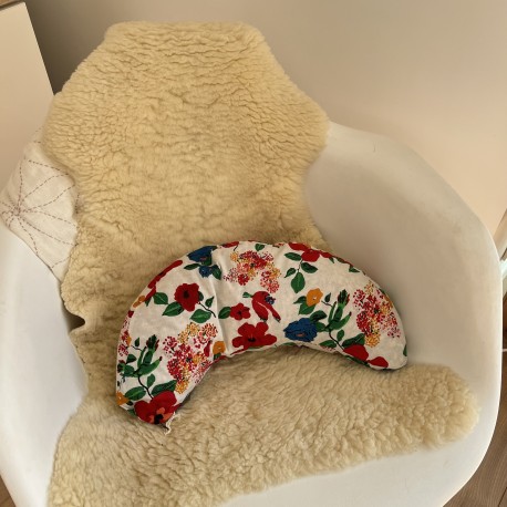 Coussin demi-lune, imprimé fleurs hibiscus