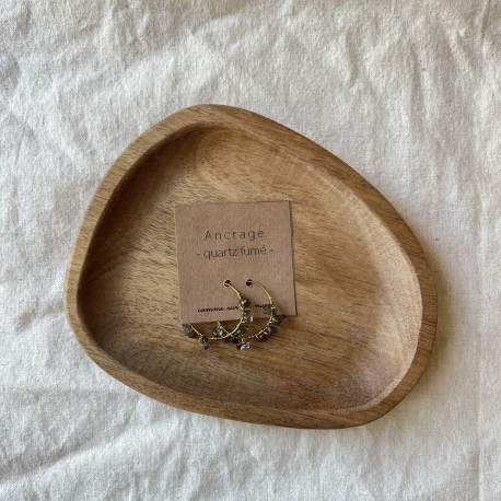 Ancrage, quartz fumé, boucle d'oreille