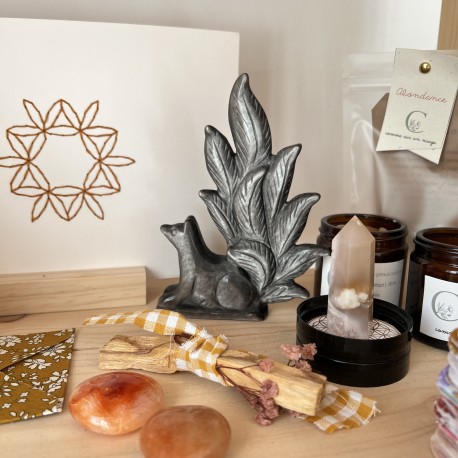 Renard en obsidienne argentée